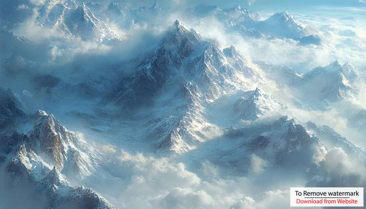 Snowy Mountain Range in Clouds Desktop Background 4K Wallpaper Snowy Mountain Range in Clouds Desktop Background 4K Wallpaper