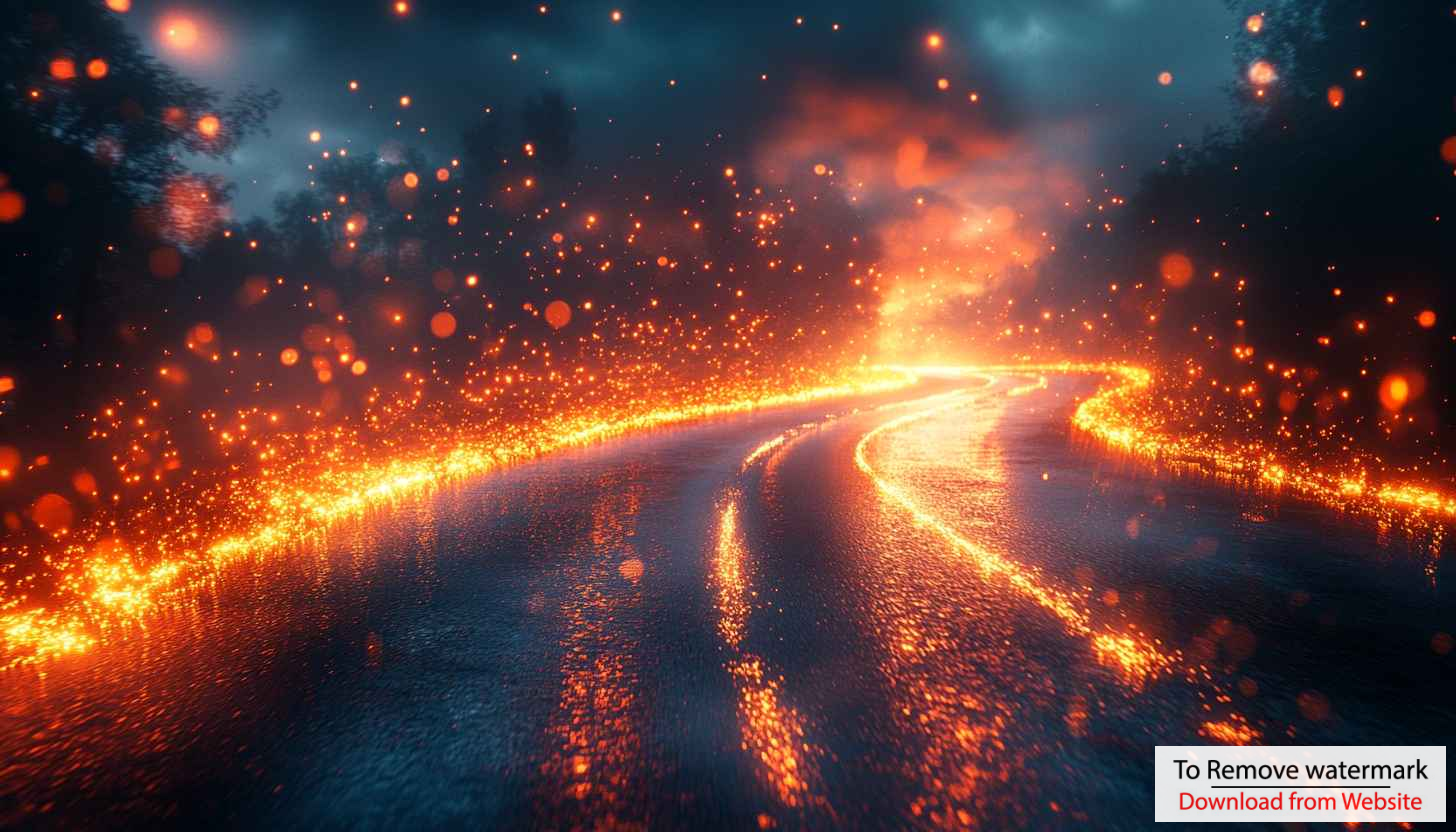 Fiery Road Sparkles Mobile Wallpaper Free Glowing Orange Particles