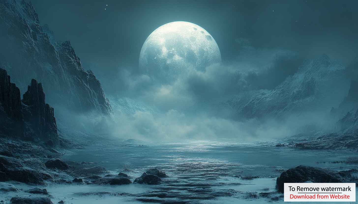 Full Moon Over Frozen Mountain Lake 4K Desktop Wallpaper Full Moon Over Frozen Mountain Lake 4K Desktop Wallpaper