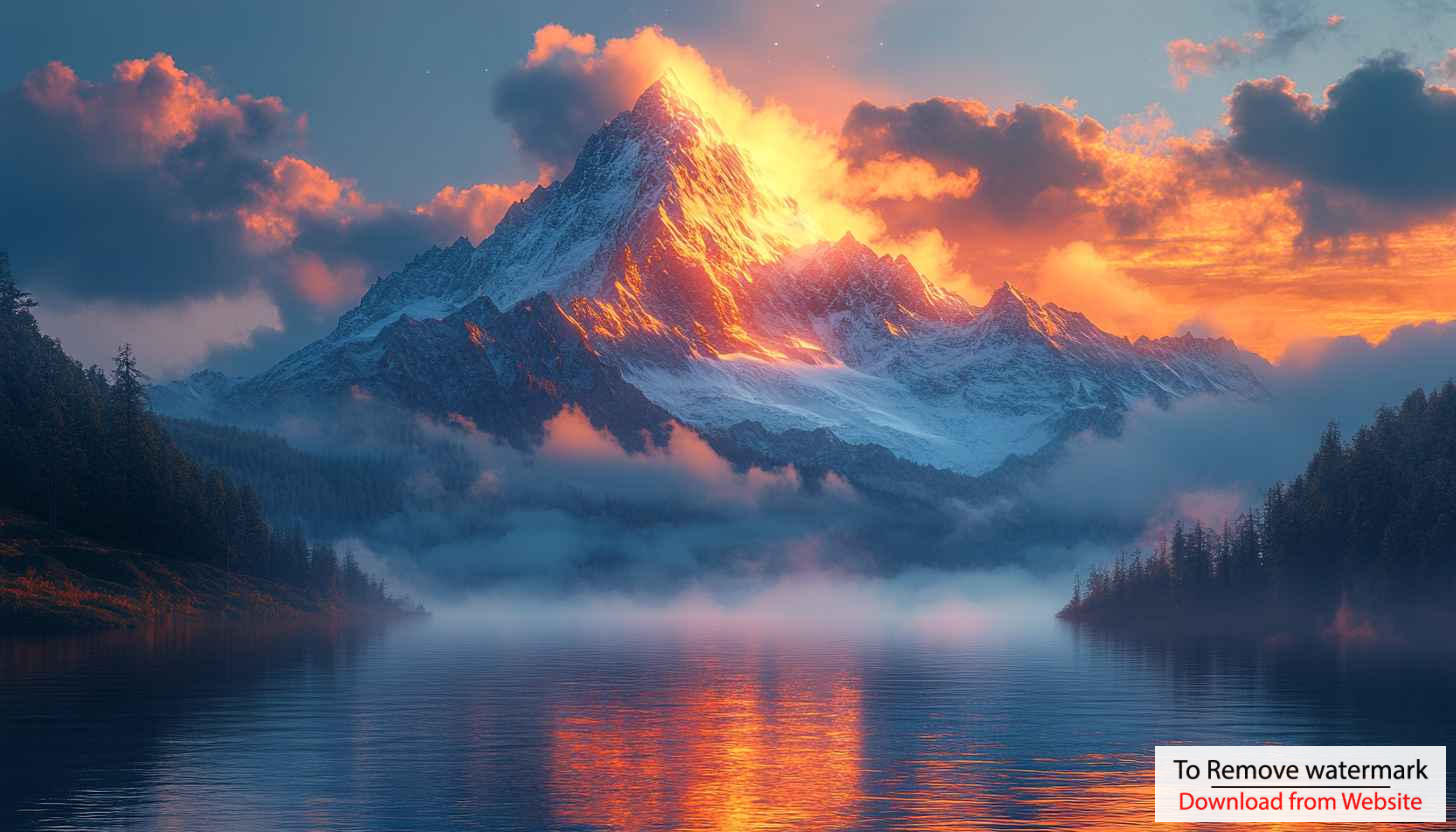 Fiery Mountain Peak Reflection 4K Desktop Wallpaper Free Fiery Mountain Peak Reflection 4K Desktop Wallpaper Free