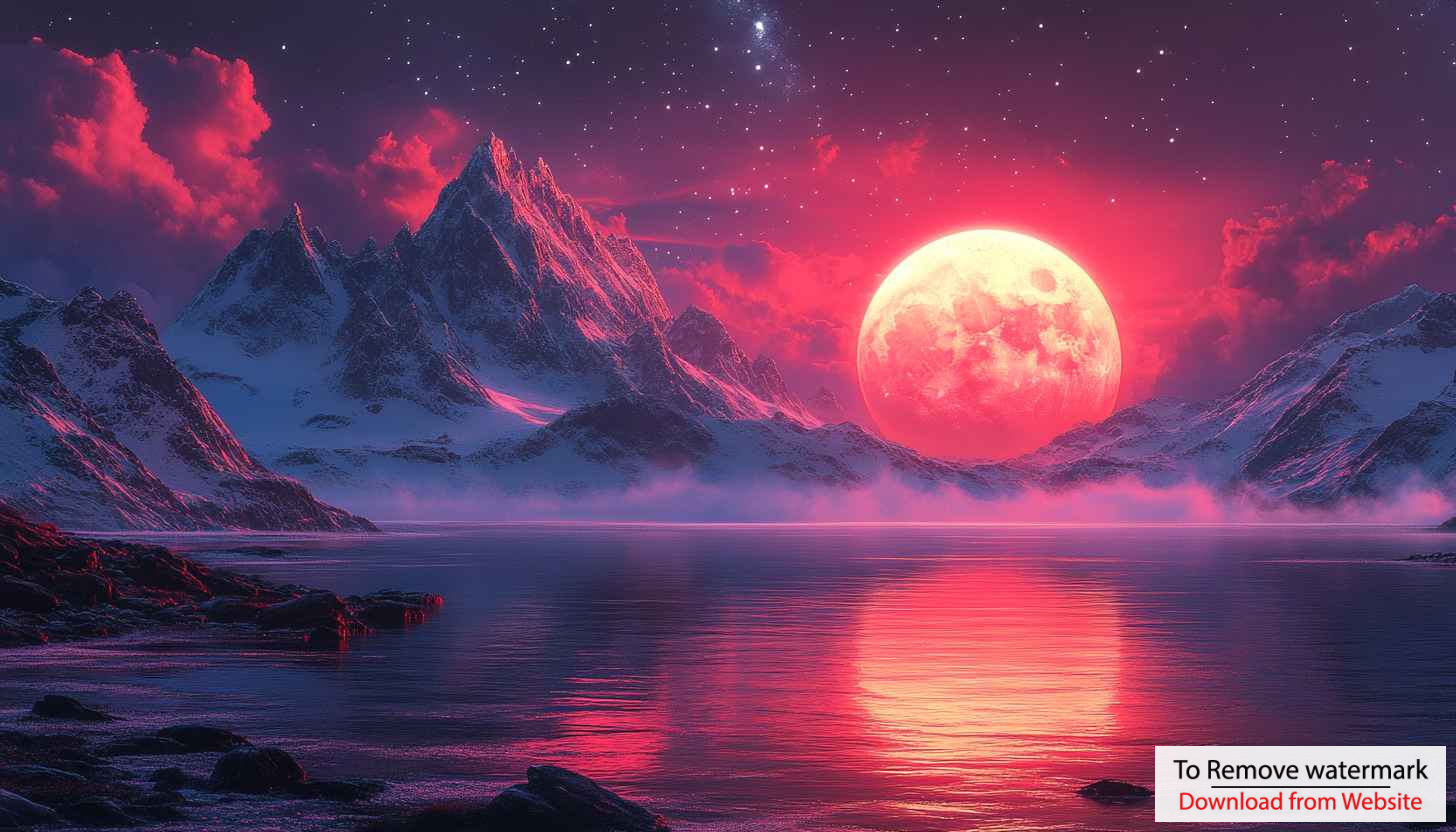 Full Moon Lake Mountain Reflection, Free Desktop Wallpaper Background Full Moon Lake Mountain Reflection, Free Desktop Wallpaper Background