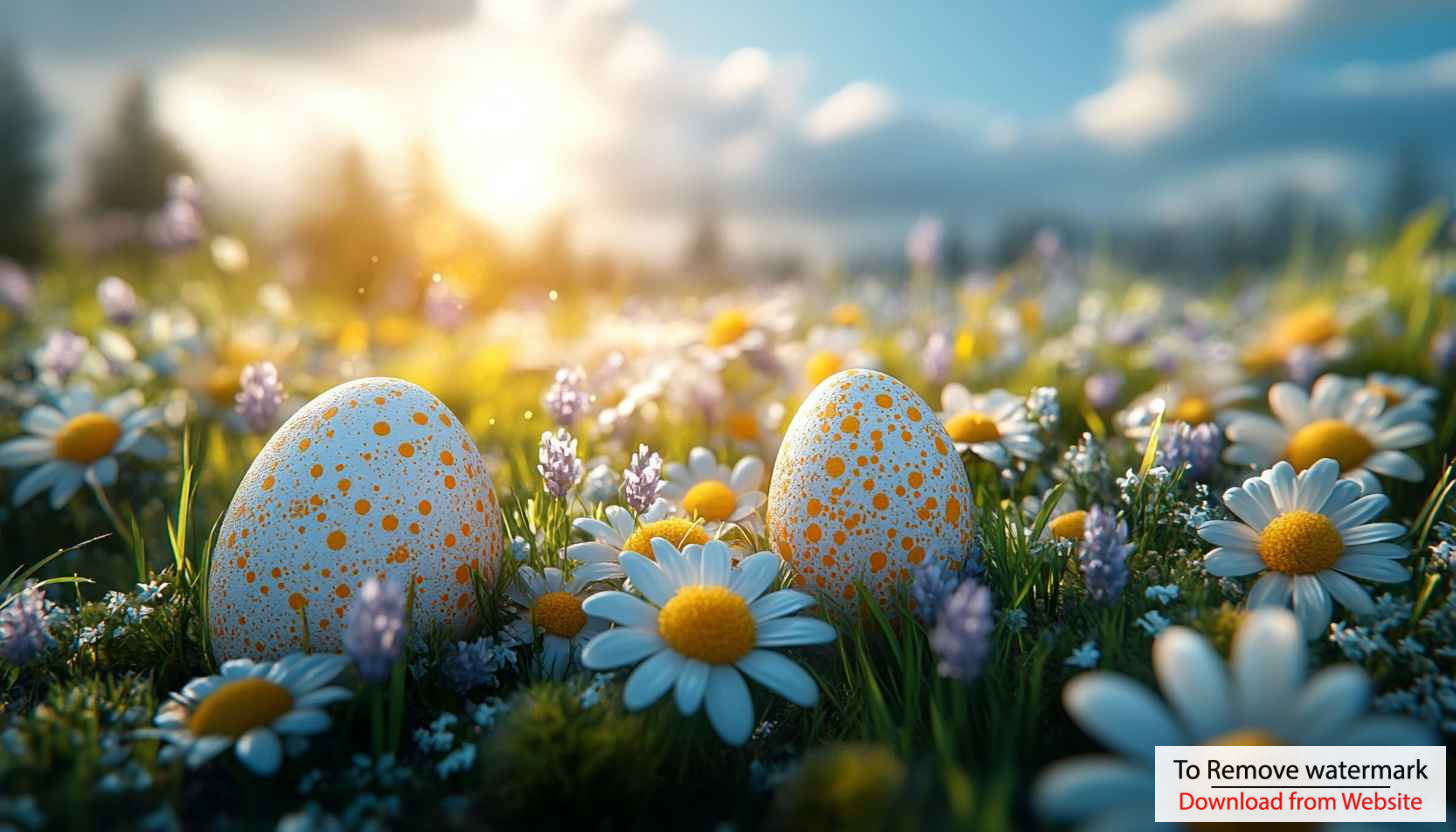 Spring Easter Eggs Daisies Meadow Wallpaper 4K Desktop Background Spring Easter Eggs Daisies Meadow Wallpaper 4K Desktop Background