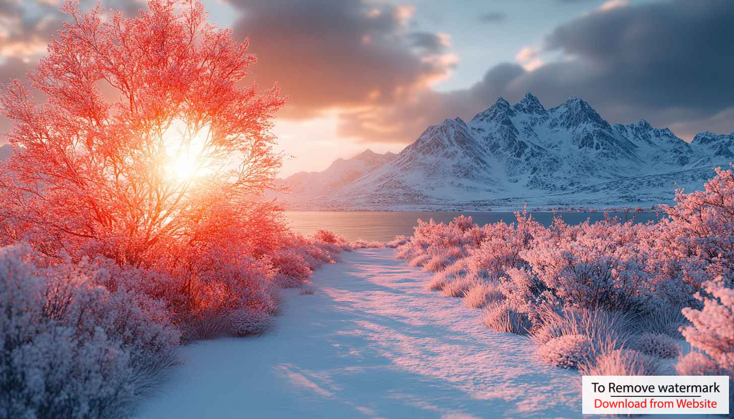 Winter Mountain Landscape Wallpaper Snowy Path Pink Tree Mobile Background Winter Mountain Landscape Wallpaper Snowy Path Pink Tree Mobile Background