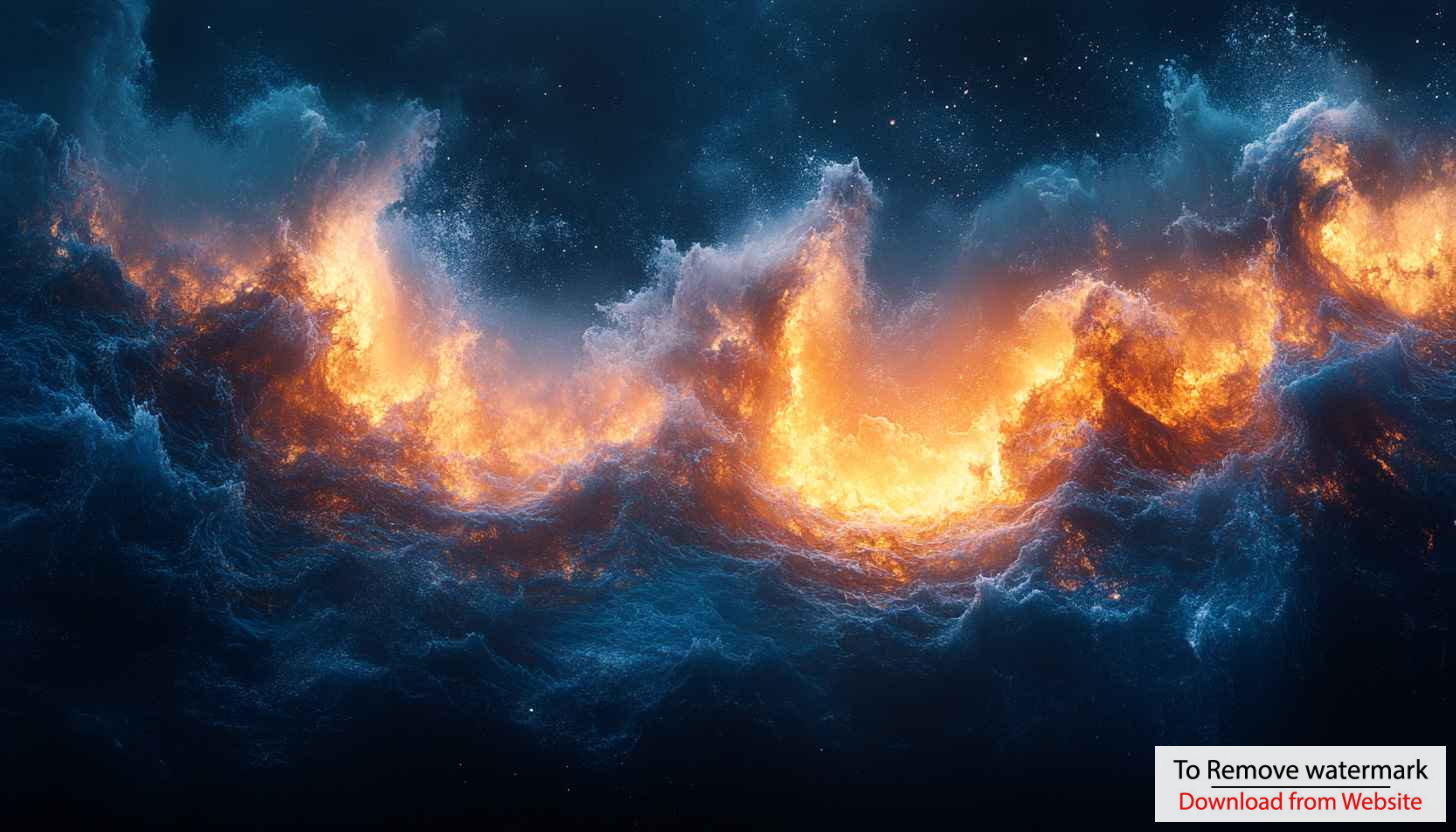 Orange and Blue Storm Waves Mobile Wallpaper, Galaxy Background