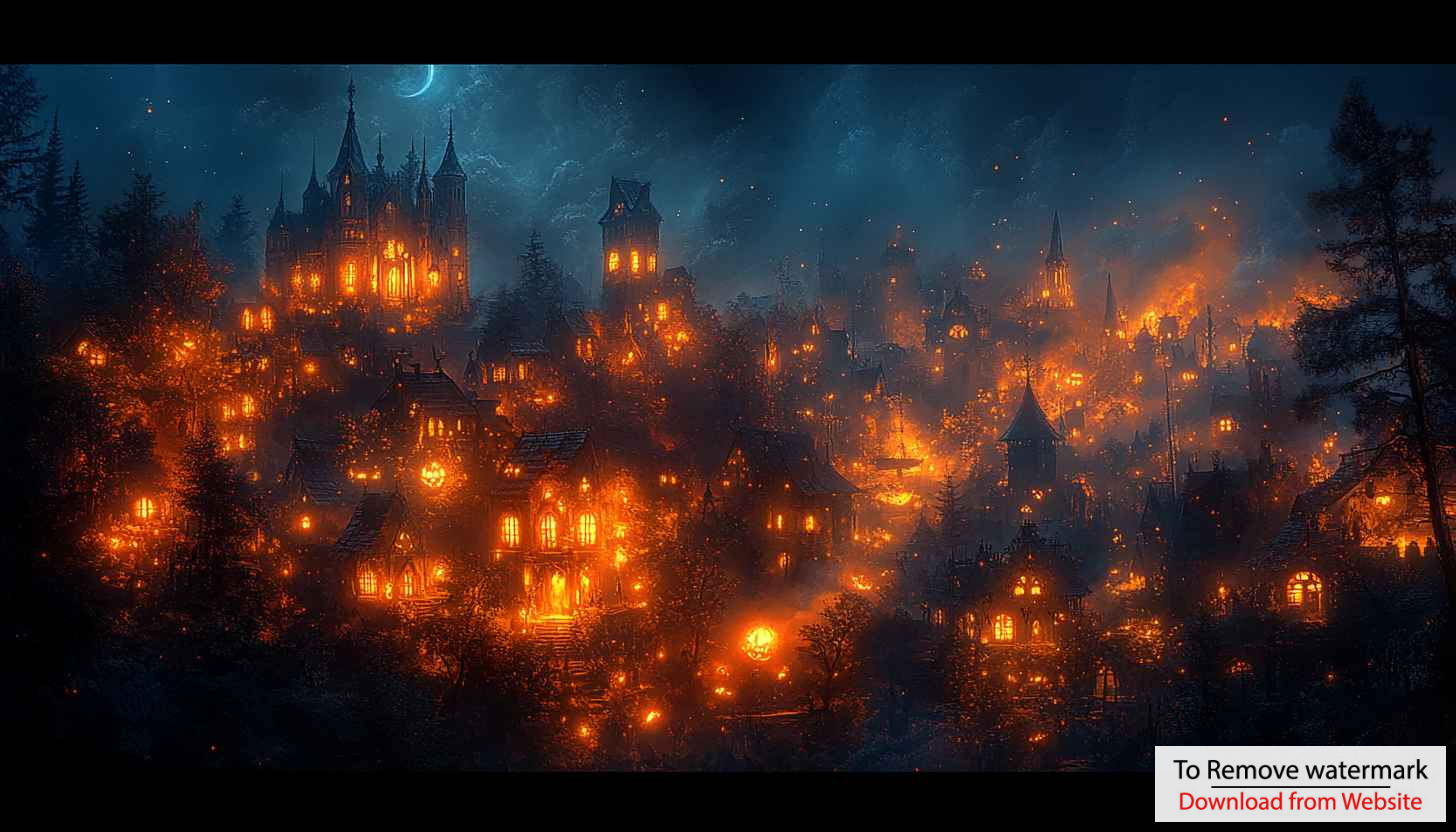 Night Village Fantasy Art Mobile Wallpaper Magical Glowing Houses 4K Night Village Fantasy Art Mobile Wallpaper Magical Glowing Houses 4K