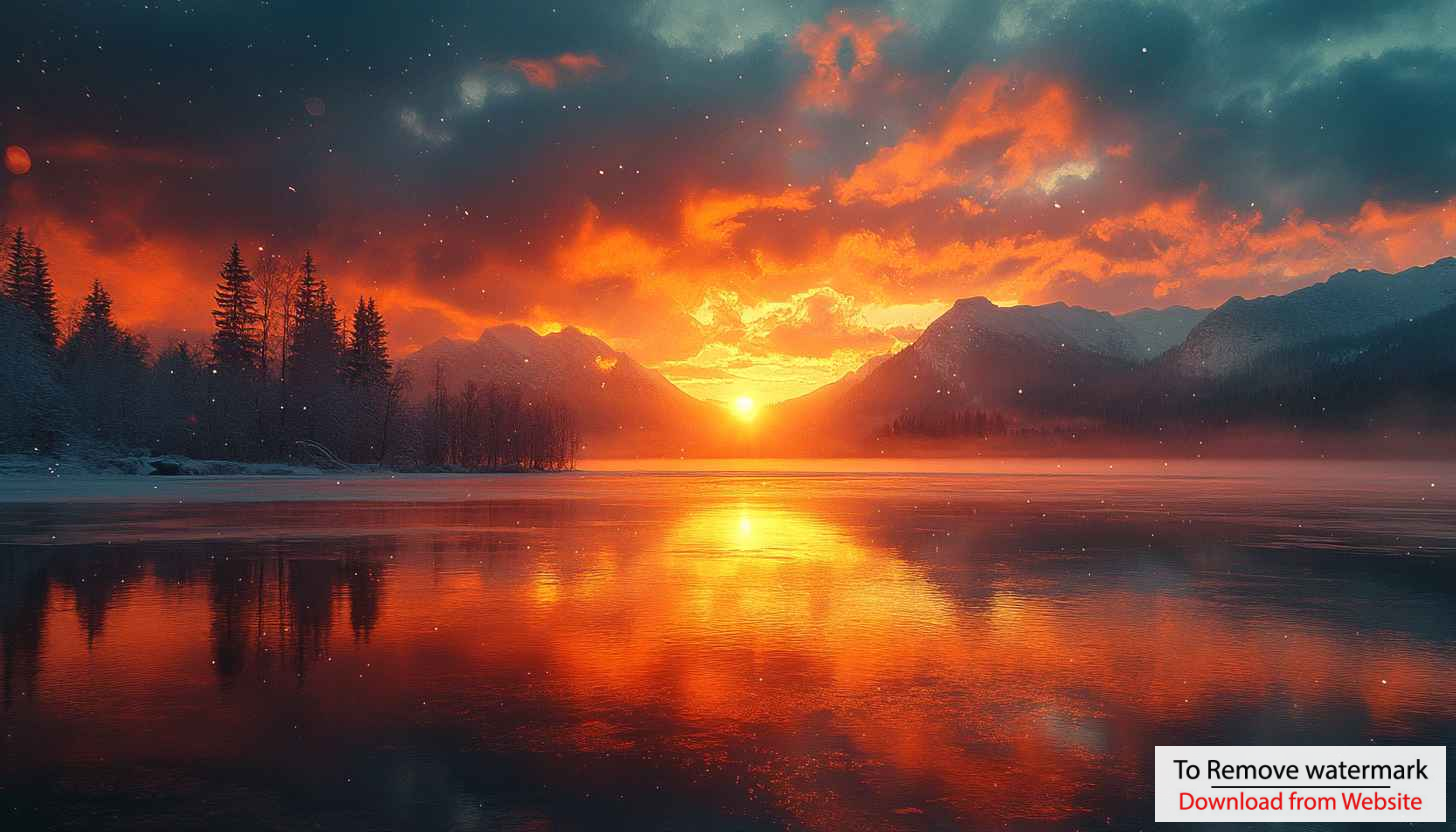 Fiery Lake Sunset Reflection 4K Desktop Background Mobile Wallpaper Fiery Lake Sunset Reflection 4K Desktop Background Mobile Wallpaper