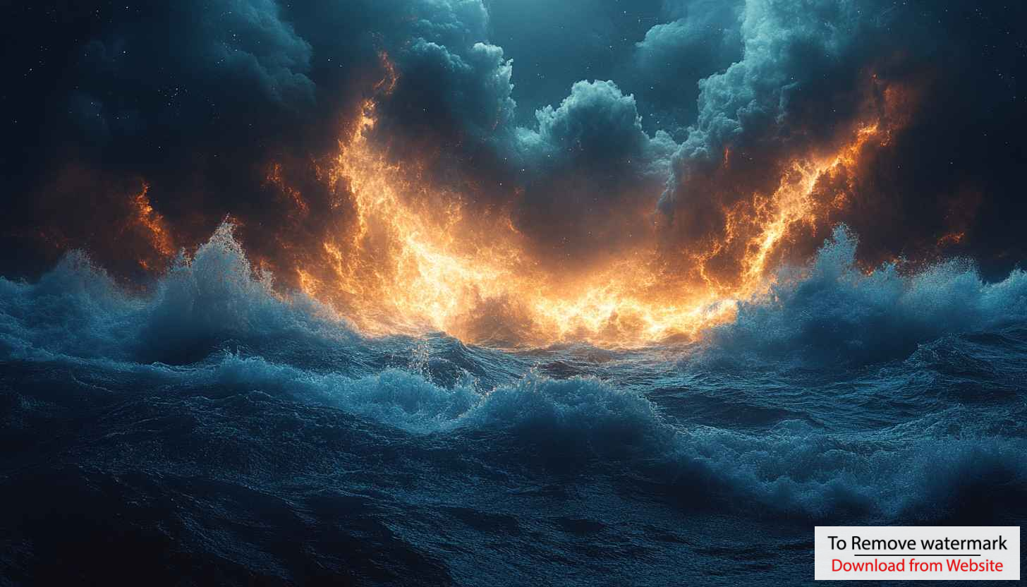 Dramatic Ocean Waves with Fiery Sky 4K Desktop Background Dramatic Ocean Waves with Fiery Sky 4K Desktop Background