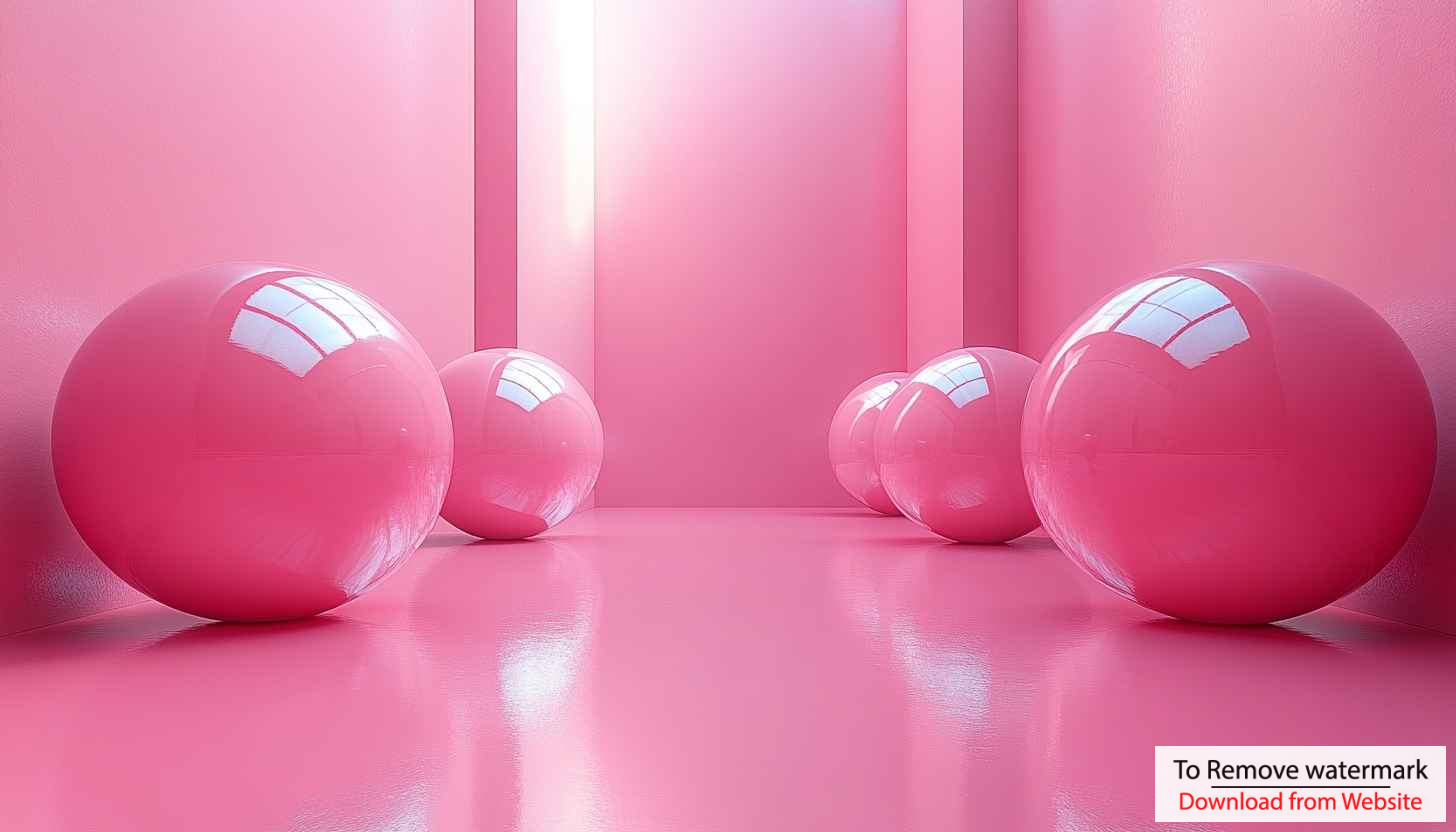 Pink Spheres 4K Aesthetic Desktop Wallpaper, Geometric Pink Background