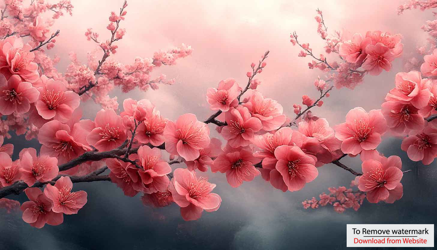 Pink Cherry Blossom Flower Branch Desktop Background Art Wallpaper