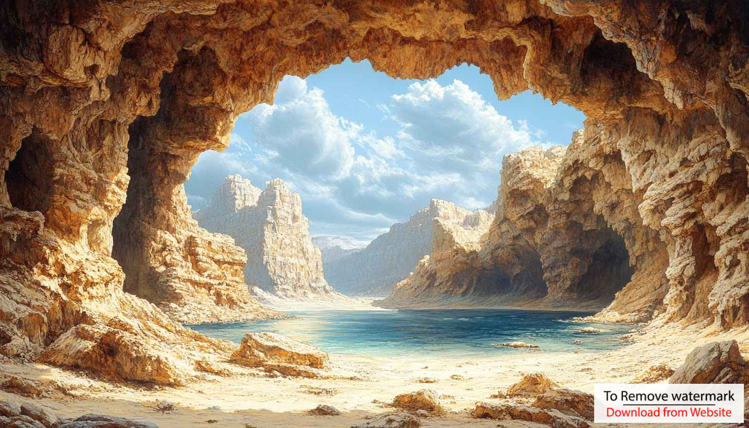 Cave Entrance Seascape 4K Desktop Wallpaper, Natural Landscape Background