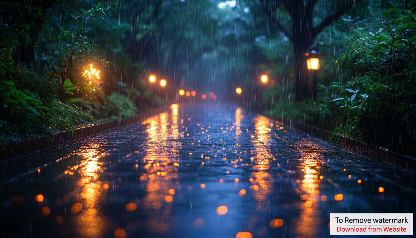 Rainy Night Street Lights Scenery Mobile Wallpaper 4K Background