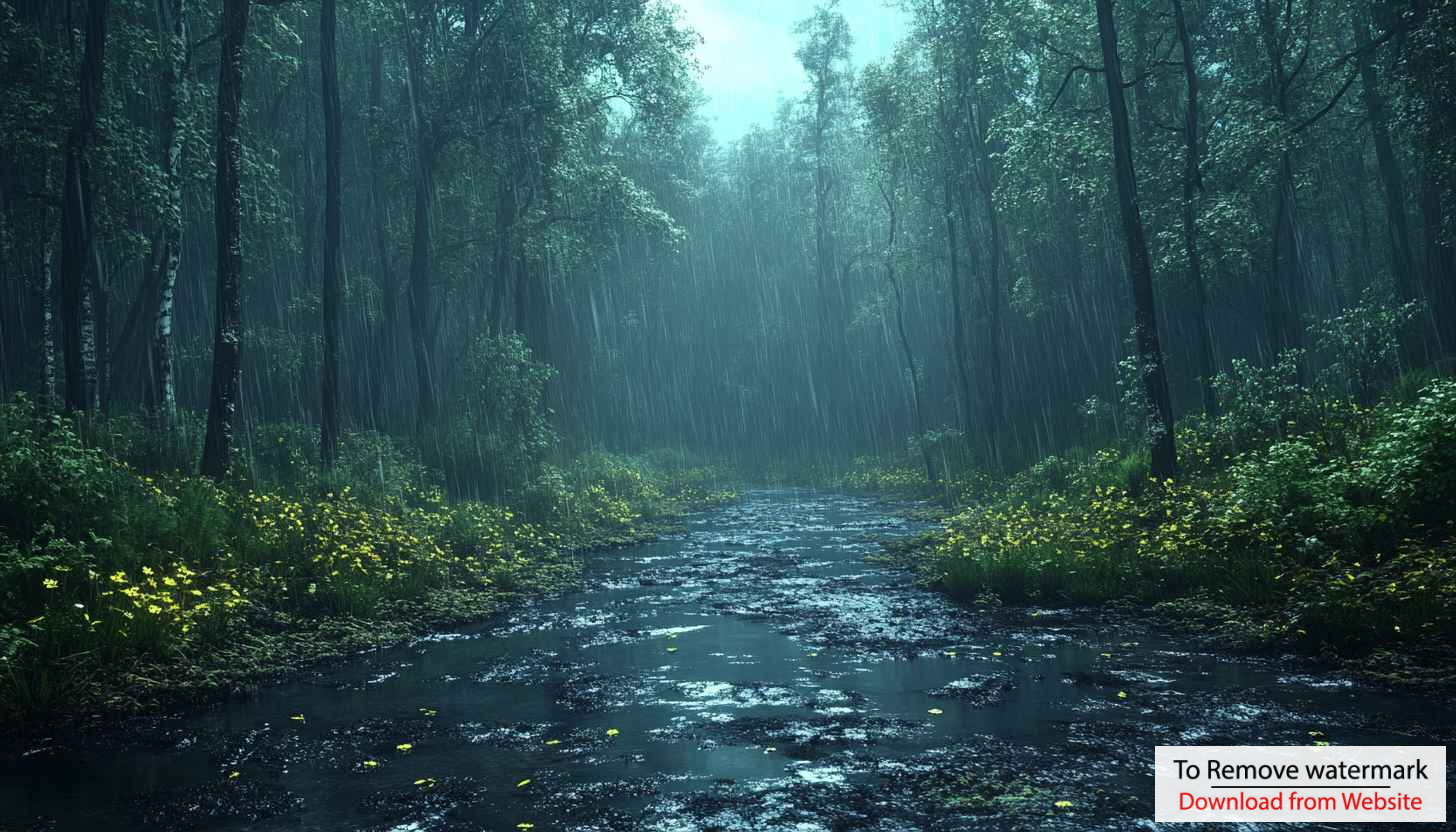 Rainy Forest Mobile Wallpaper, Wet Tree Landscape 4K Background Rainy Forest Mobile Wallpaper, Wet Tree Landscape 4K Background