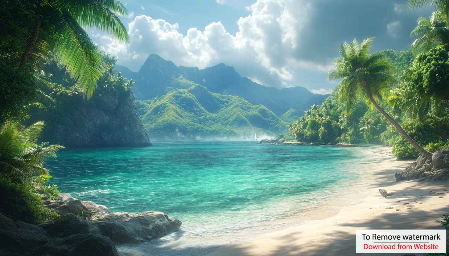 Tropical Beach Paradise 4K Desktop Backgrounds, Serene Ocean Wallpaper