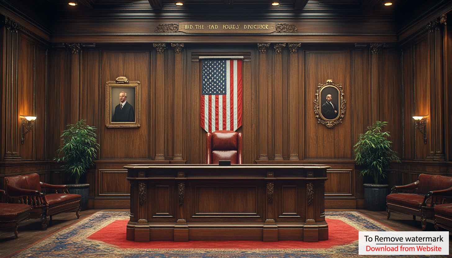 Courtroom Interior Design Wallpaper, American Flag Background, Law Office Decor Courtroom Interior Design Wallpaper, American Flag Background, Law Office Decor