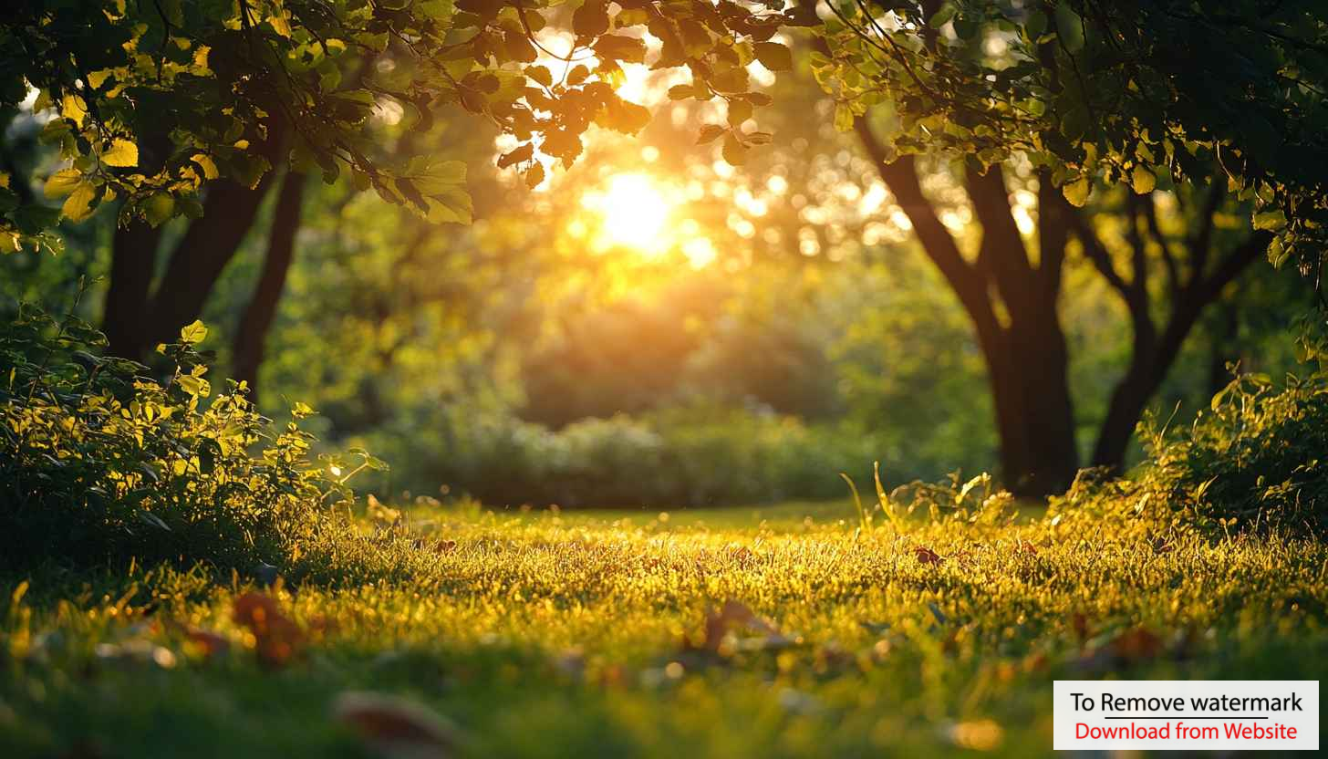 Golden Hour Sunlight Streaming Through Forest Landscape Desktop Wallpaper Free