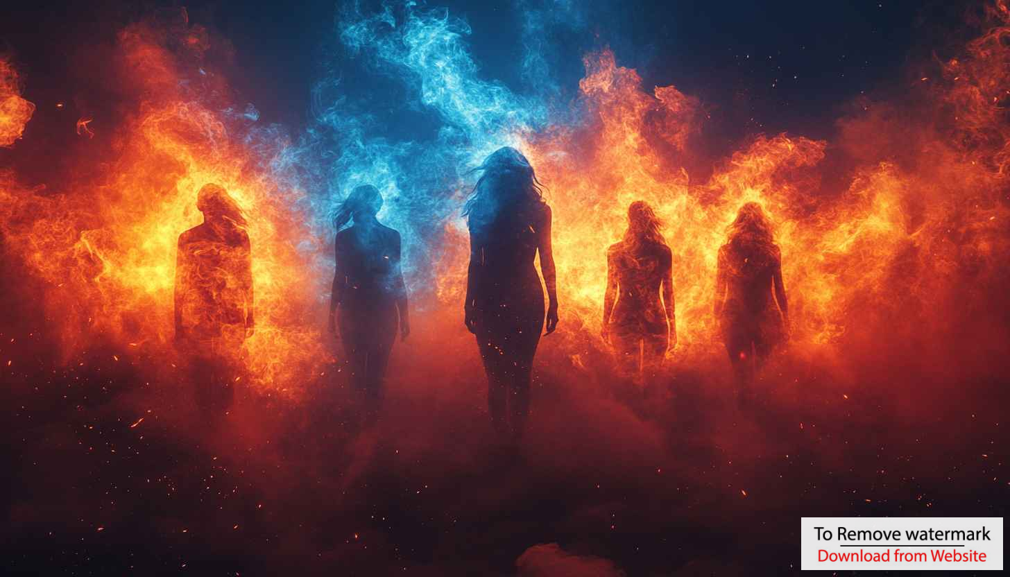 Spiritual Figures Fire and Ice Mobile Wallpaper 4K Background Spiritual Figures Fire and Ice Mobile Wallpaper 4K Background