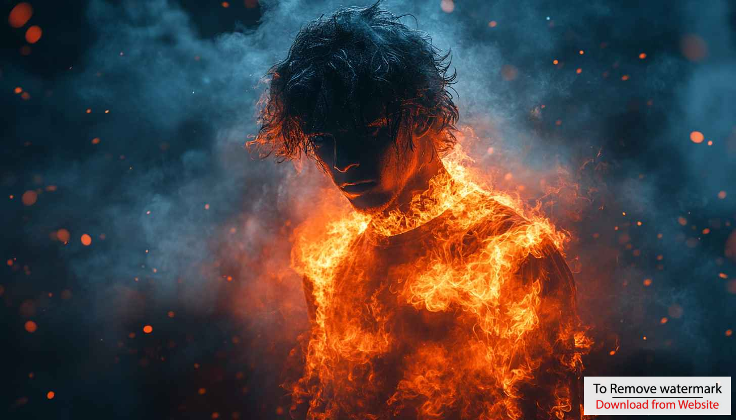 Burning Man Mobile Wallpaper, Fiery Portrait 4K Desktop Background