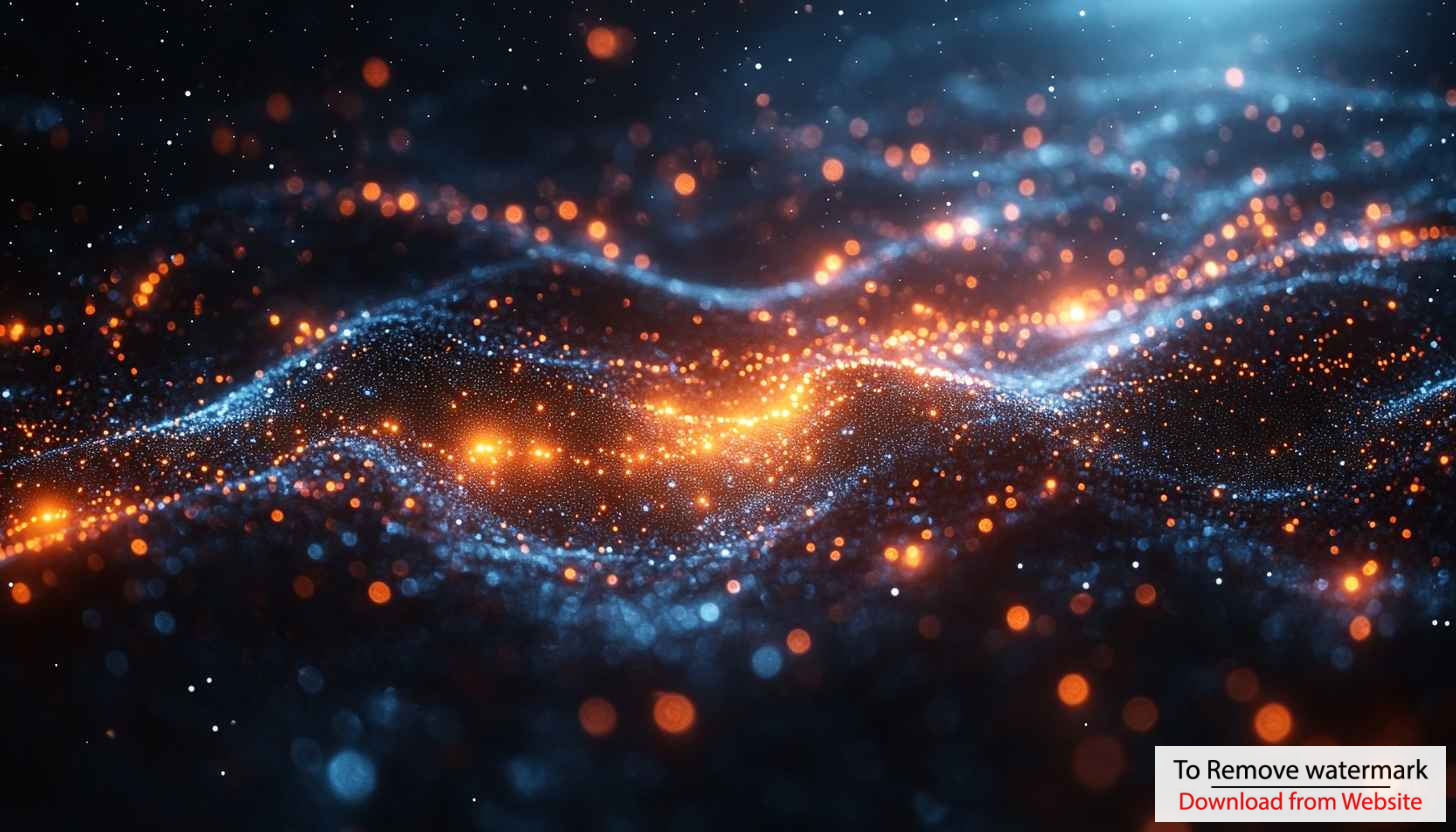 Abstract Space Particles 4K Desktop Wallpaper, Orange and Blue