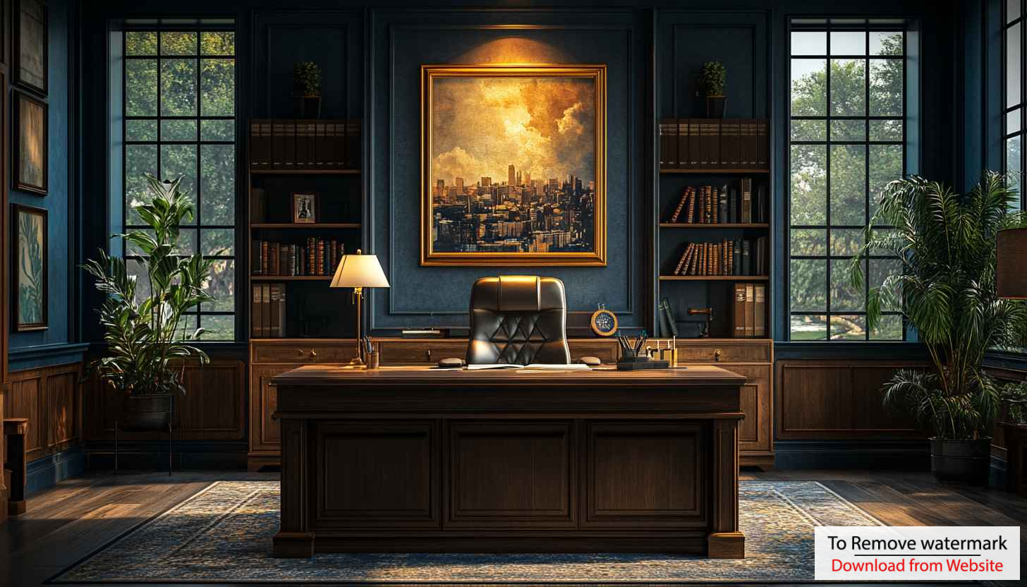 Luxurious Office Interior 4K Wallpaper - Home Office Background