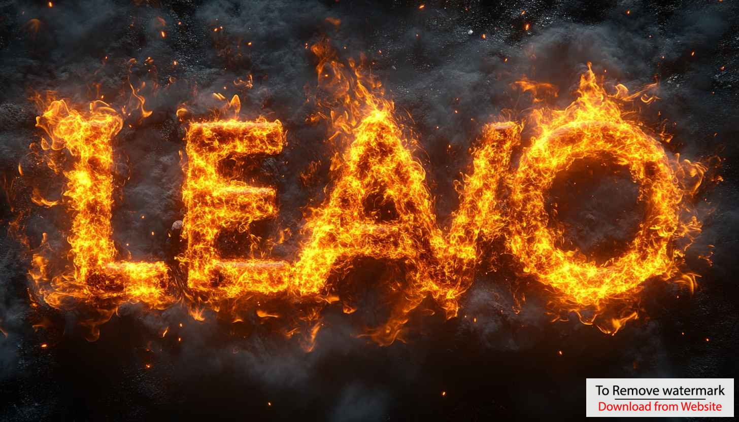Burning Text LEAO Fire Effect 4K Mobile Background Wallpaper