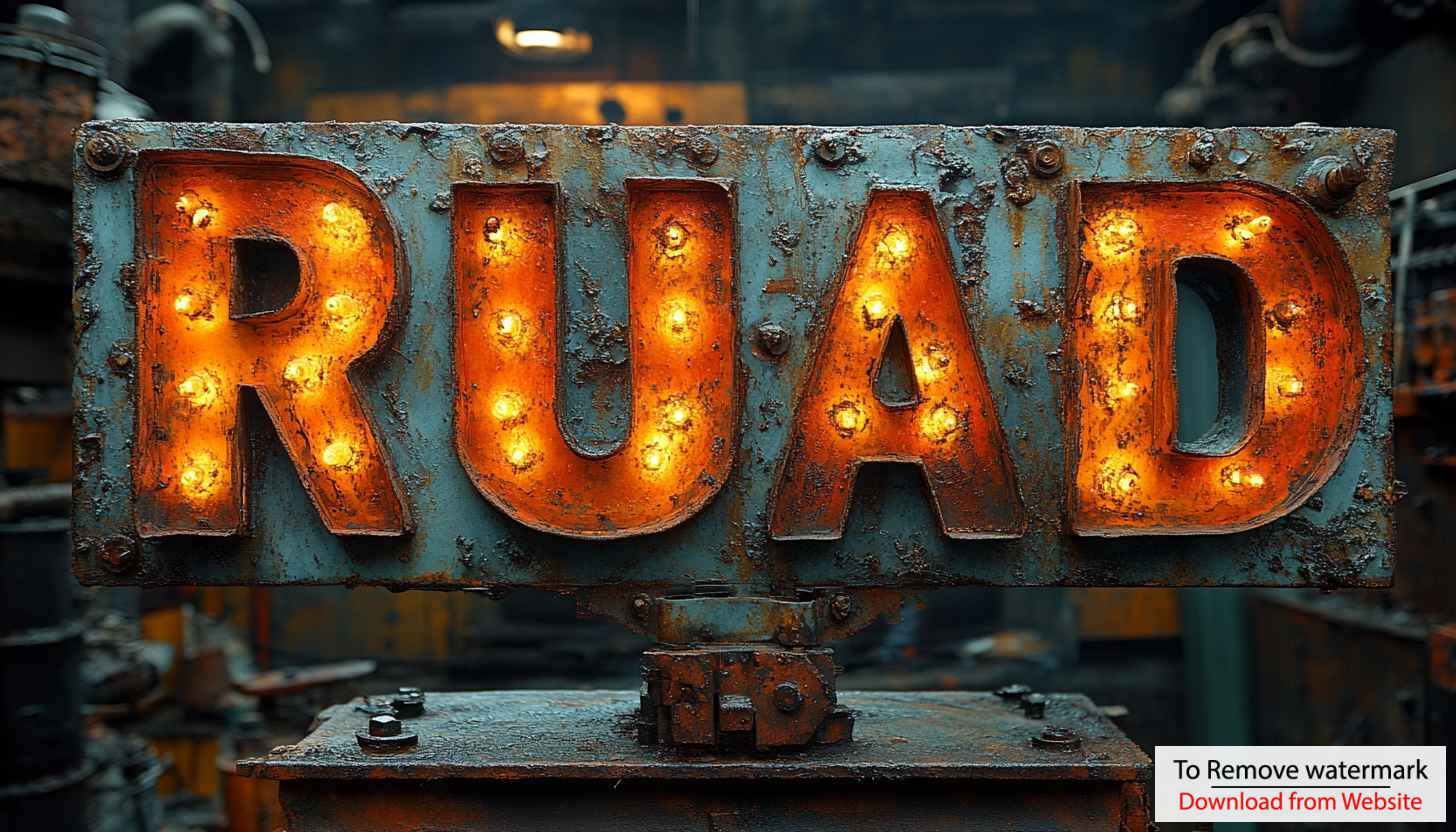 Rusty Industrial Signboard Wallpaper - Vintage Light Bulb Letters Background Rusty Industrial Signboard Wallpaper - Vintage Light Bulb Letters Background