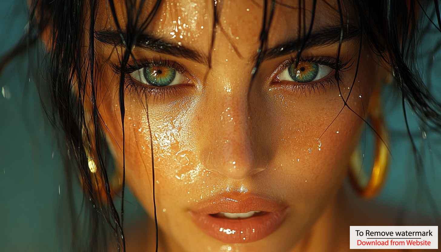 Wet Woman Face Close-up Wallpaper for Mobile Phone Backgrounds Wet Woman Face Close-up Wallpaper for Mobile Phone Backgrounds