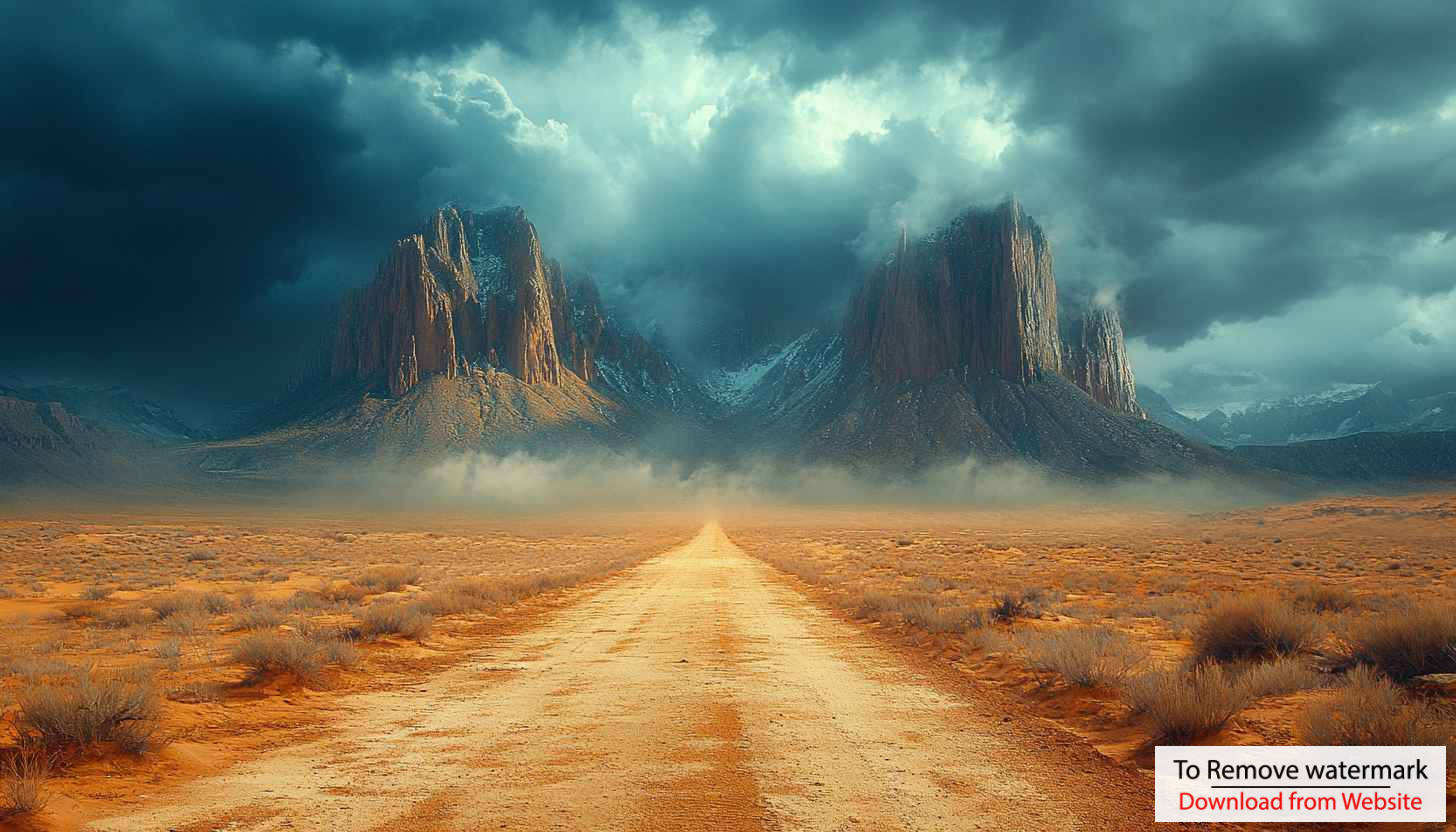 Desert Road and Mountain Wallpaper, 4K Desktop Background, Mobile Wallpaper
