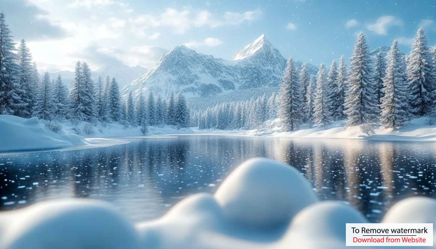 Snowy Winter Landscape Mobile Wallpaper, Mountain Lake 4K Background Snowy Winter Landscape Mobile Wallpaper, Mountain Lake 4K Background
