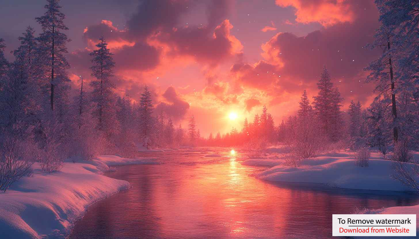 Winter Sunset River 4K Desktop Backgrounds Free Mobile Wallpaper