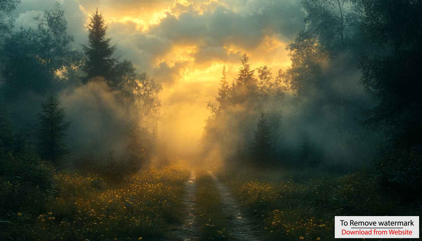 Foggy Forest Path Golden Light 4K Desktop Background Wallpaper Foggy Forest Path Golden Light 4K Desktop Background Wallpaper