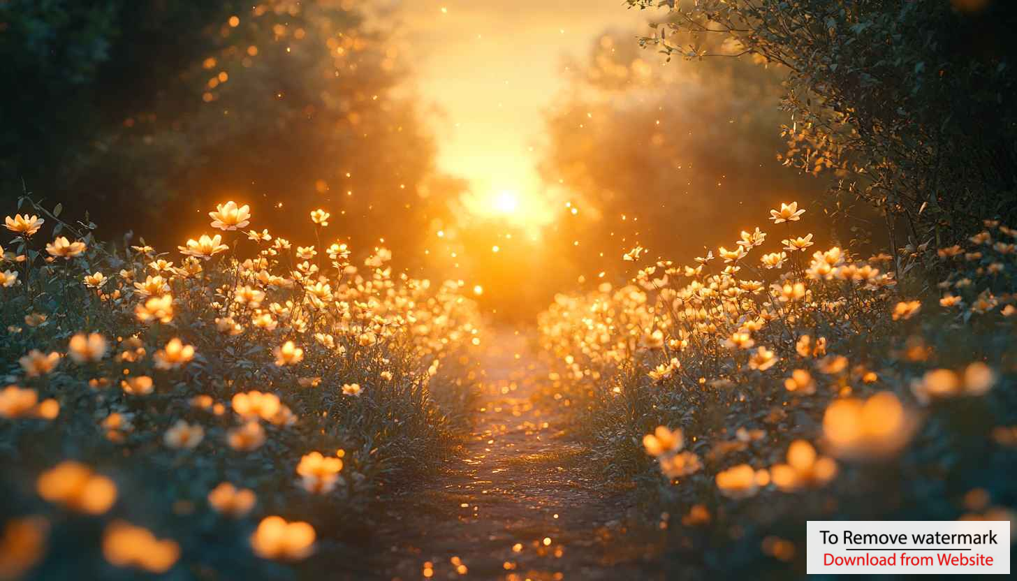 Golden Sunlight Through Flower Field Scenery 4K Desktop Wallpaper Golden Sunlight Through Flower Field Scenery 4K Desktop Wallpaper