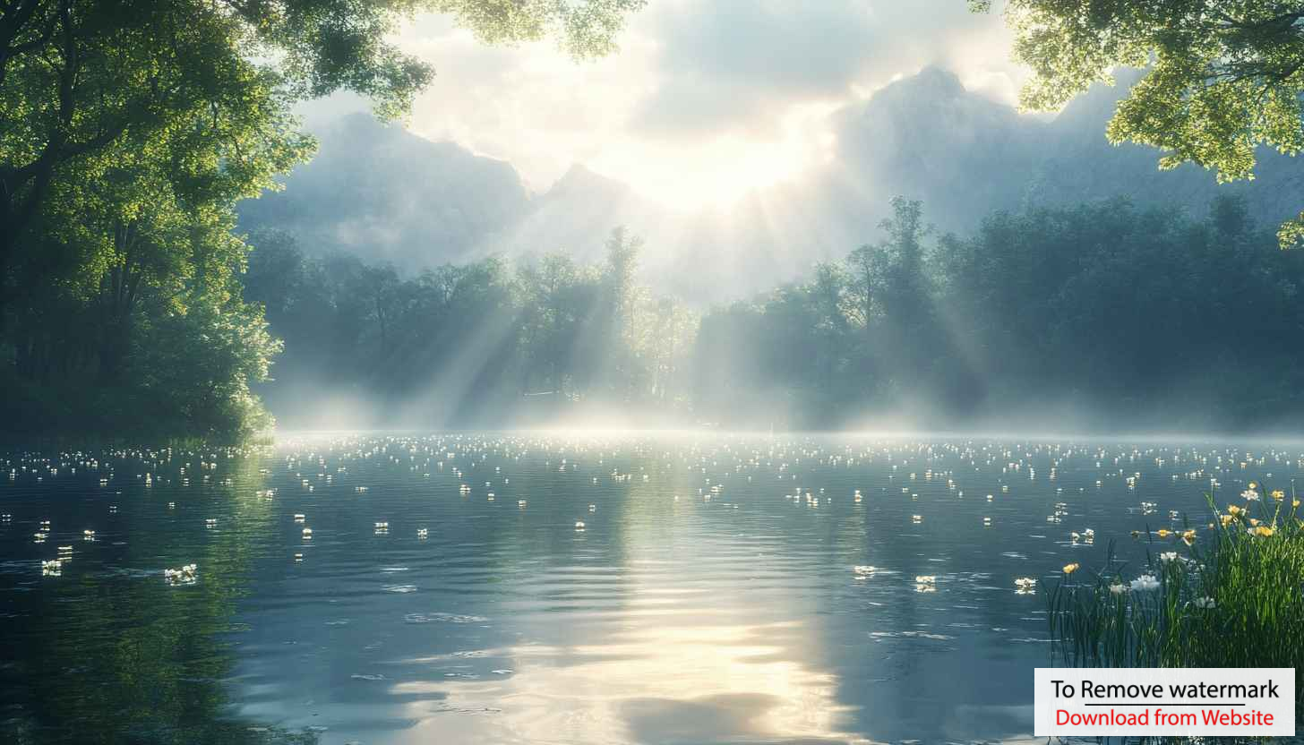 Misty Lake Sunrise Desktop Wallpaper, Serene Nature Mobile Background Misty Lake Sunrise Desktop Wallpaper, Serene Nature Mobile Background