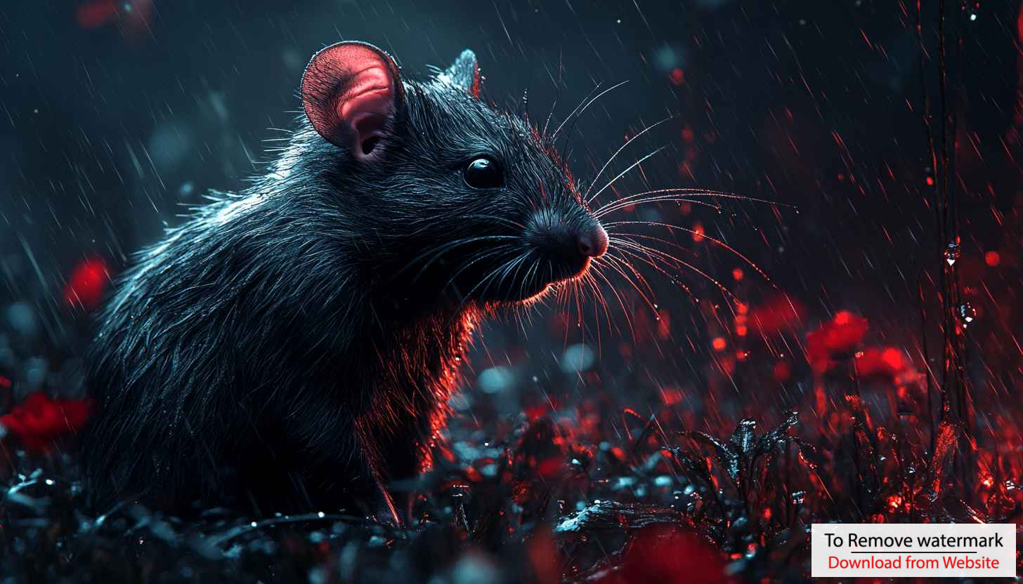 Black Rat Animal 4K Desktop Wallpaper, Rainy Dark Night Background