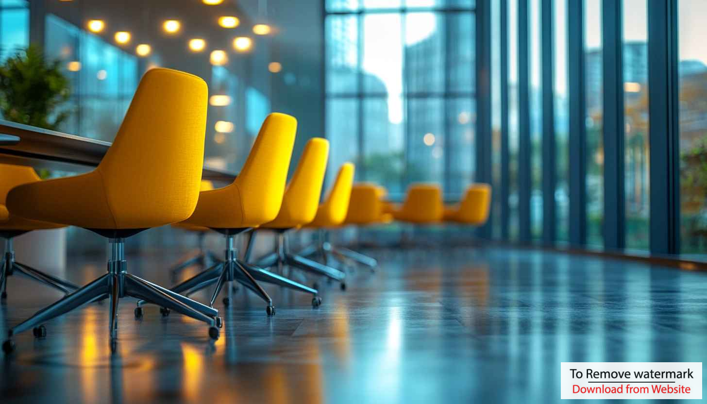 Modern Office Interior Yellow Chairs 4K Desktop Wallpaper Background Modern Office Interior Yellow Chairs 4K Desktop Wallpaper Background