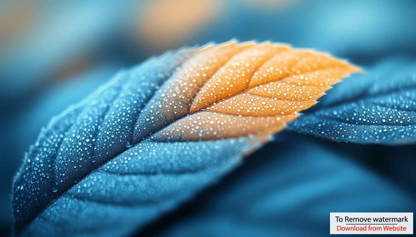 Dewy Blue and Orange Leaf Macro 4K Mobile Wallpaper Dewy Blue and Orange Leaf Macro 4K Mobile Wallpaper