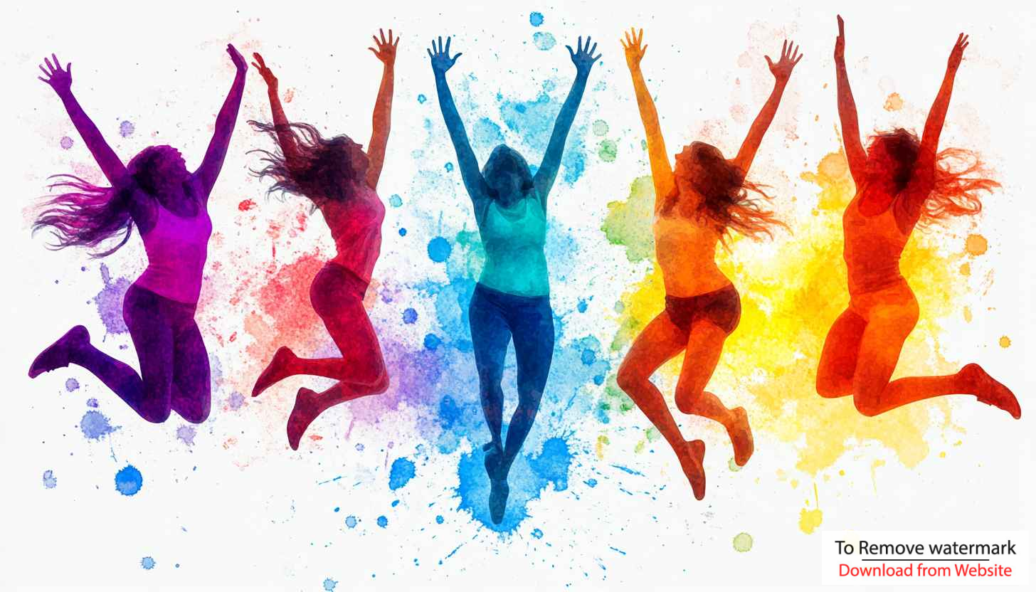 Colorful Watercolor Jumping People Art 4K Desktop Mobile Wallpaper Colorful Watercolor Jumping People Art 4K Desktop Mobile Wallpaper