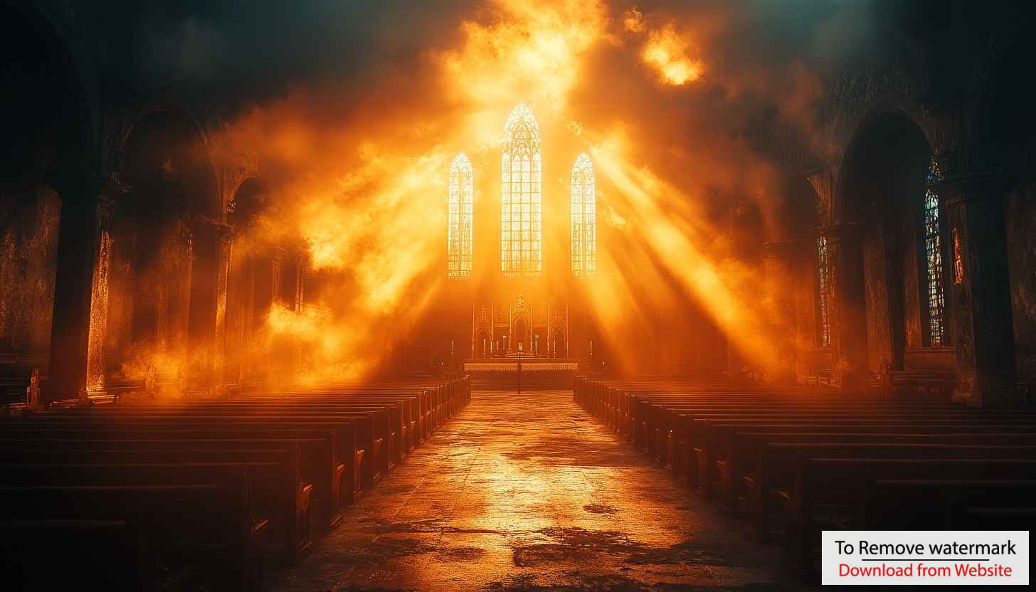 Dramatic Church Interior 4K Desktop Background Religious Gothic Wallpaper