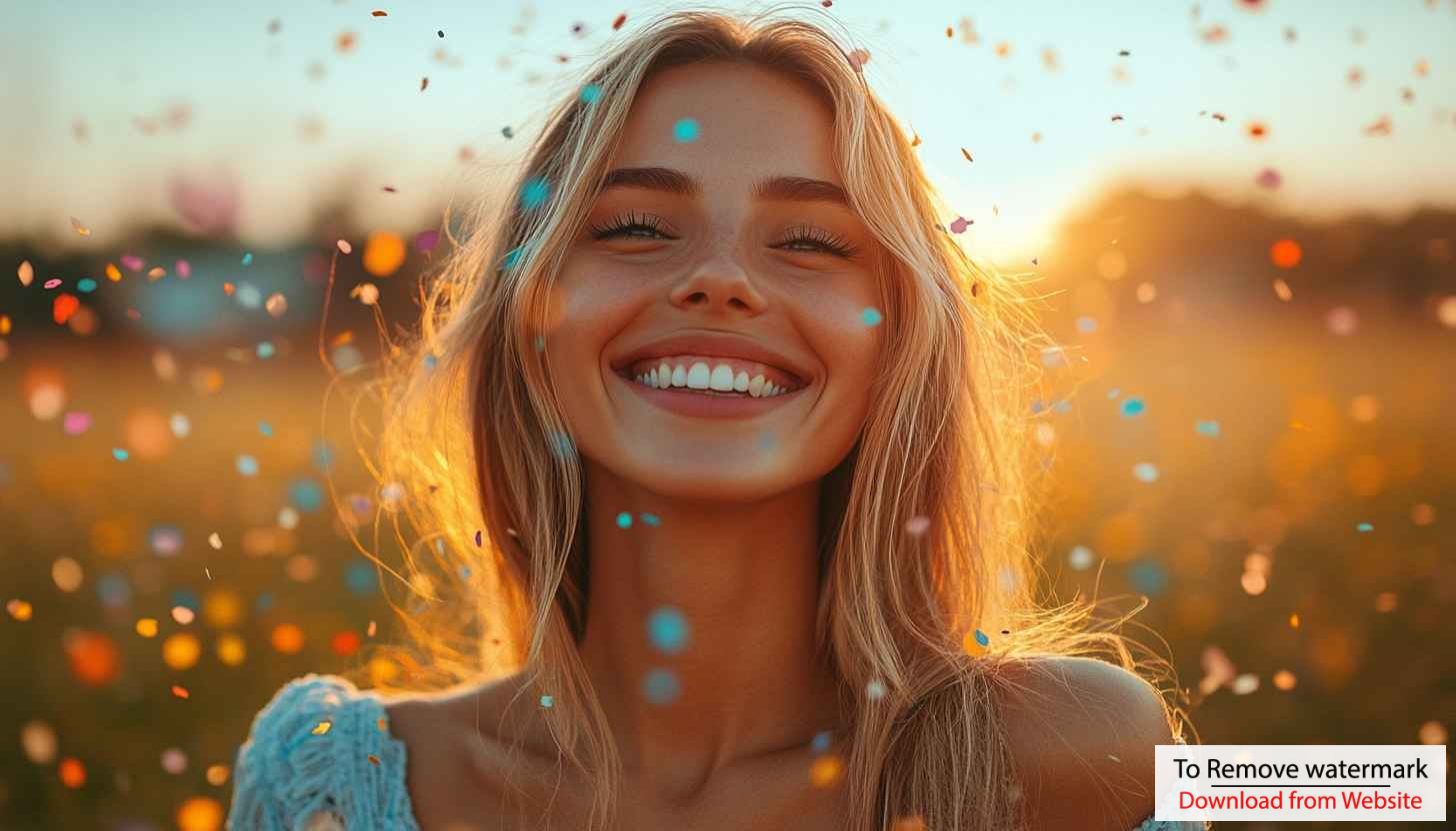 Confetti Celebration Blonde Girl Wallpaper 4K, Smiling Mobile Background Confetti Celebration Blonde Girl Wallpaper 4K, Smiling Mobile Background