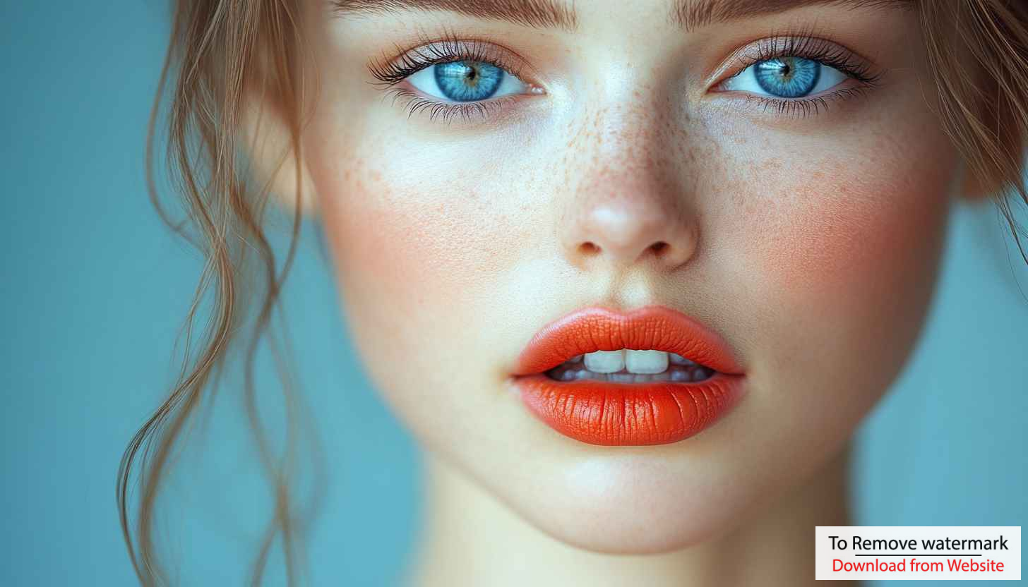 Freckled Beauty Portrait Mobile Wallpaper, Intense Blue Eyes Background