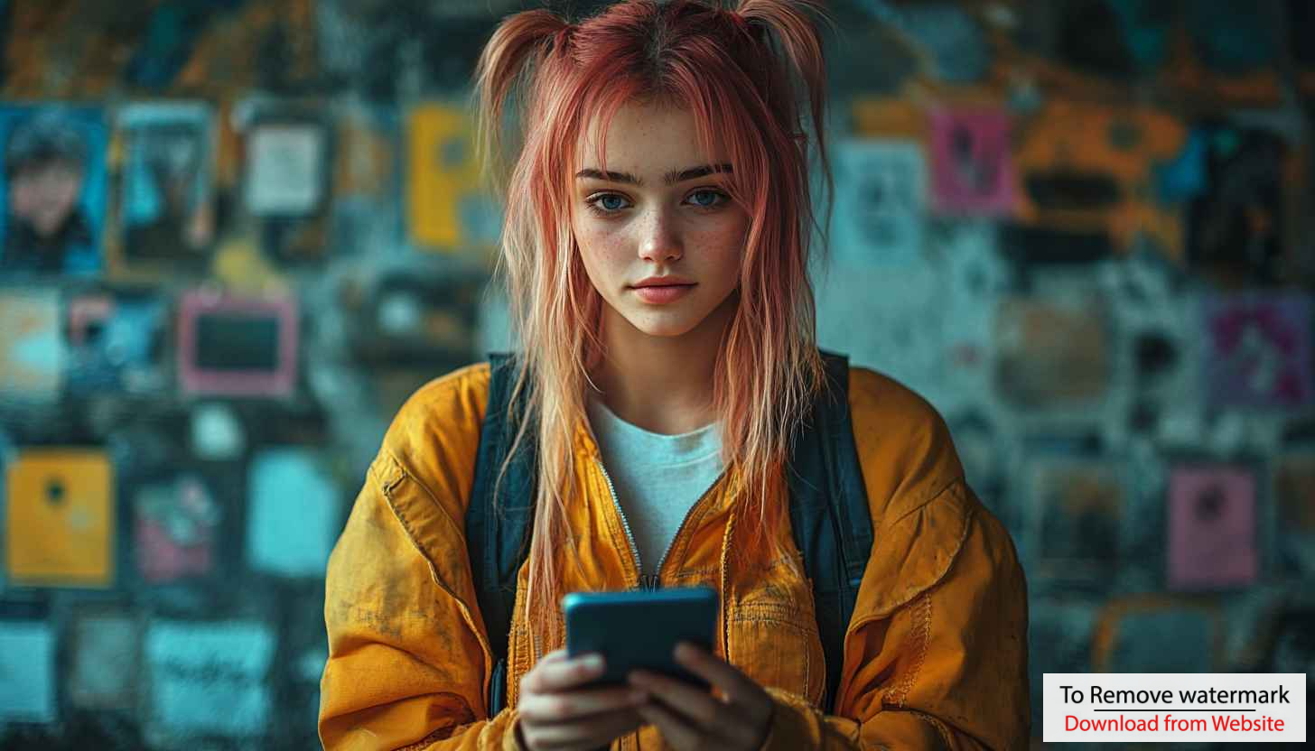 Pink Hair Girl With Phone 4K Mobile Wallpaper Background Pink Hair Girl With Phone 4K Mobile Wallpaper Background